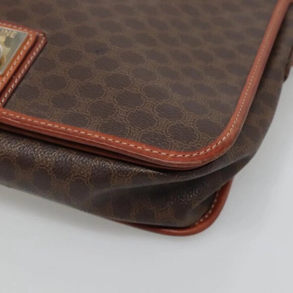 CELINE Macadam Canvas Shoulder Bag PVC Leather Brown - Picture 9 of 16